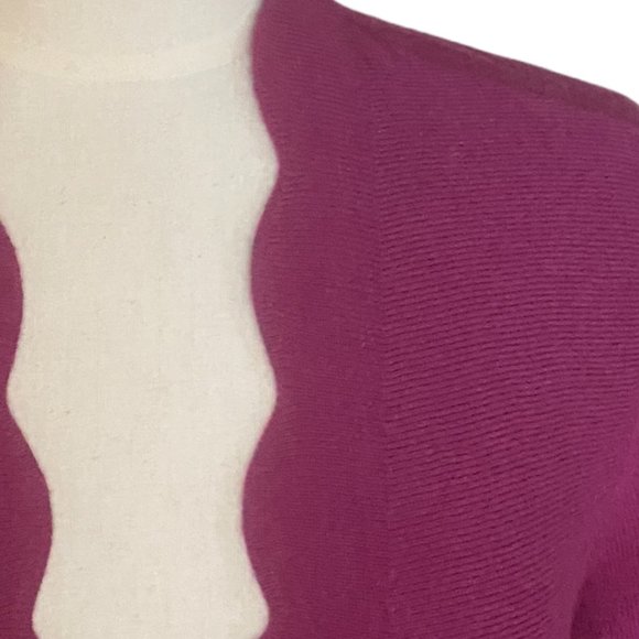 NWT Talbots Merino Wool Cardigan Fuschia Pink Scallop Open Long Barbiecore  -X - Picture 4 of 13